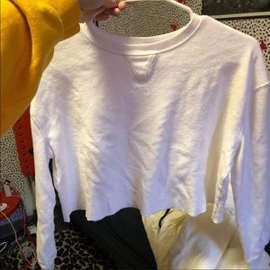 white cropped long sleeve thermal